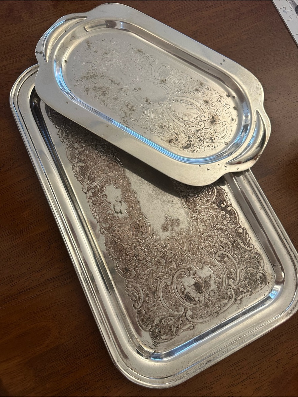 Silver Ornate Serving Tray - Decorative Home Bath Accessory